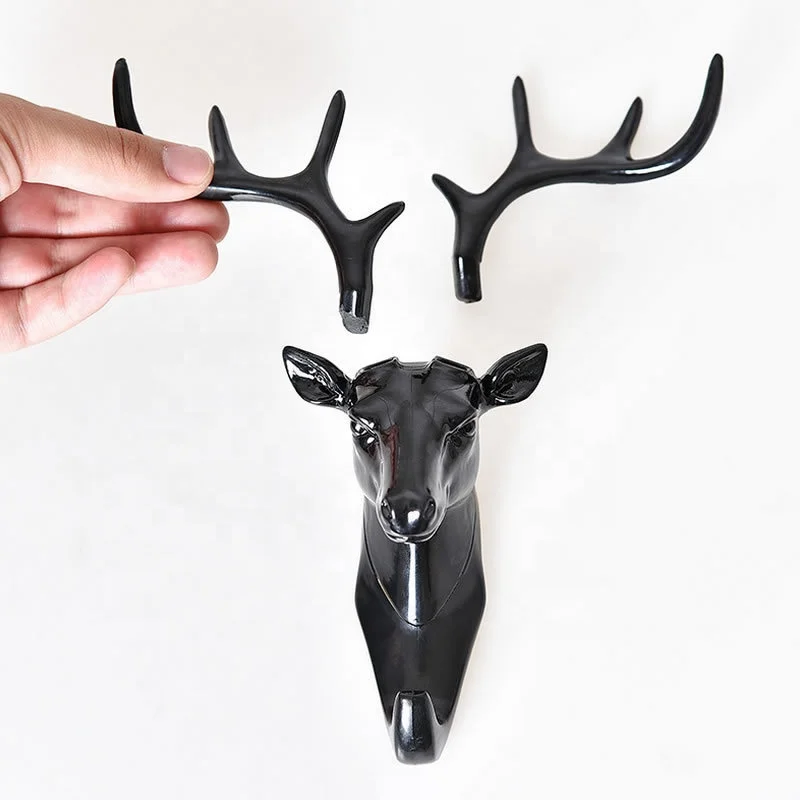 Creative Hook Small size Resin Animal Head Decor Wall Art Reindeer key hanger Deer Head Wall Decoration hook