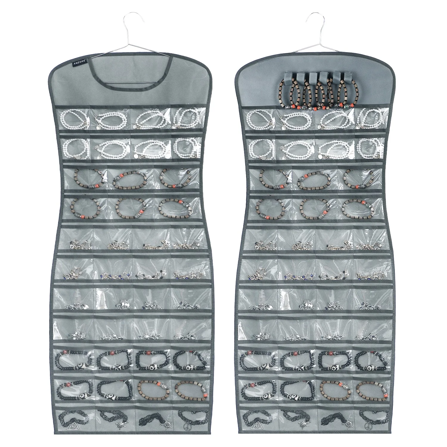 Dual sided Jewelry Hanging Organizer Closet Necklace Holder for Earrings Rings Bracelets