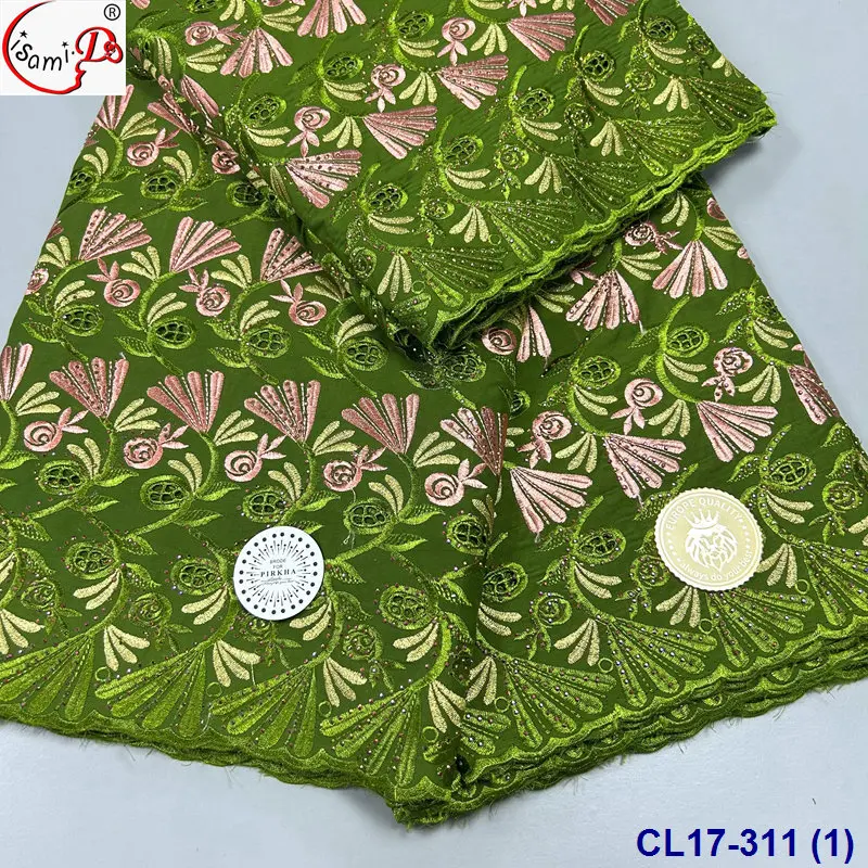 Lisami new rts luxury 5 yard voile swiss cotton dry  big flower embroidery bridal fashion lace dress fabric