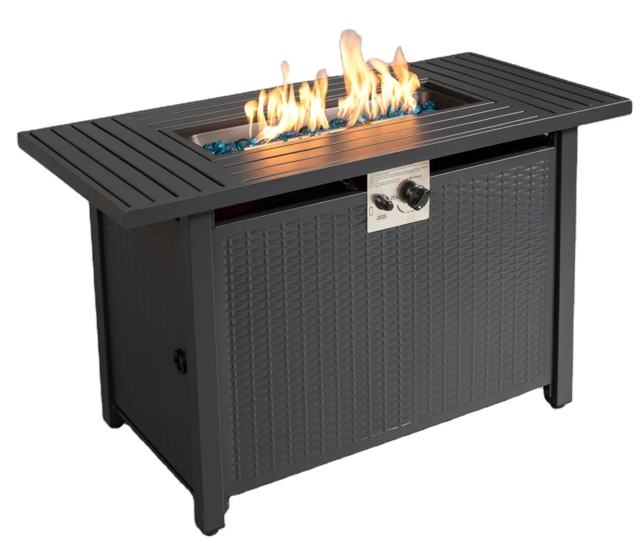 Smokeless Outdoor Patio Gas propane Fire Pit table with windshield cover and lid charcoal stove RS-R42005