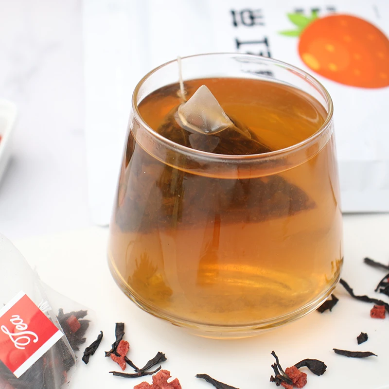 Sales of high-quality strawberry black tea can be customized processing triangle bag tea bags