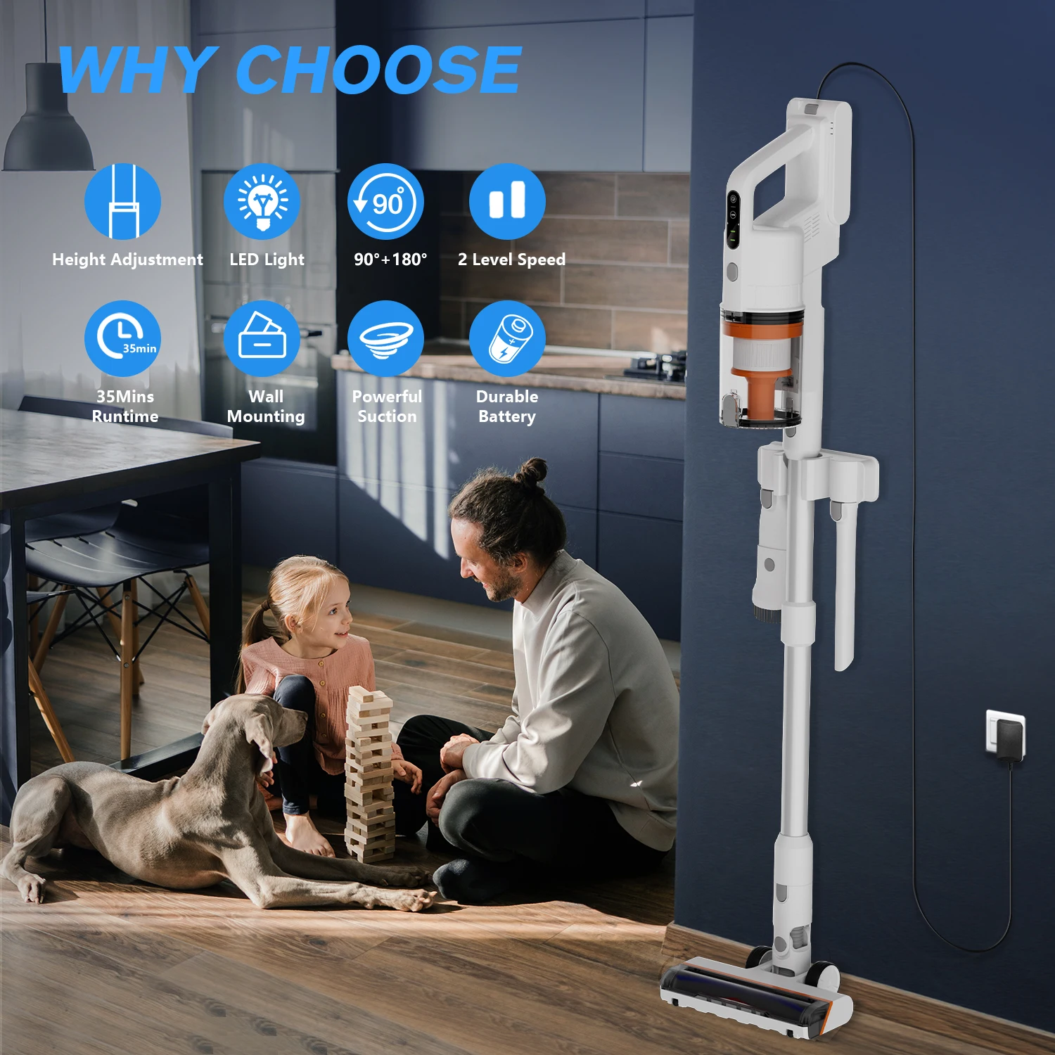 EU Warehouse Stock Home Electric Floor Cyclone Rechargeable Battery Stick Upright Wireless Cordless Handheld Vacuum Cleaner