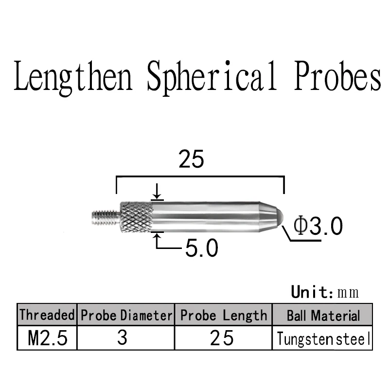 New probe altimeter M2.5 diameter 3mm non standard custom lengthened tungsten steel ruby ball probe