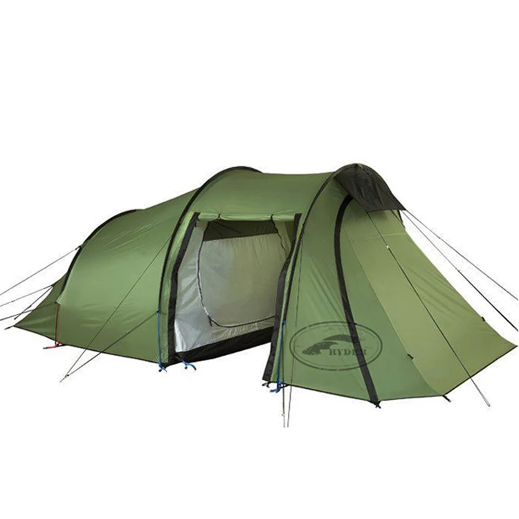 Classic Waterproof Fireproof 4 Season Double Wall 3-4 Person Motor Cycling Tunnel Tents Camping Family with Large Porch Area