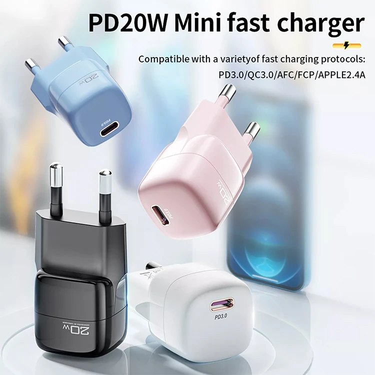 Pogo  New Technology USB Type C Portable Charger Mini PD 20W Gan Charger EU US For Mobile Phone