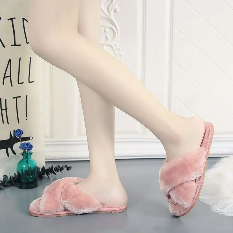 Женские пушистые зимние тапочки, модные меховые тапочки, сланцы, домашние сандалии из пены с эффектом памяти, сланцы, тапочки для женщин