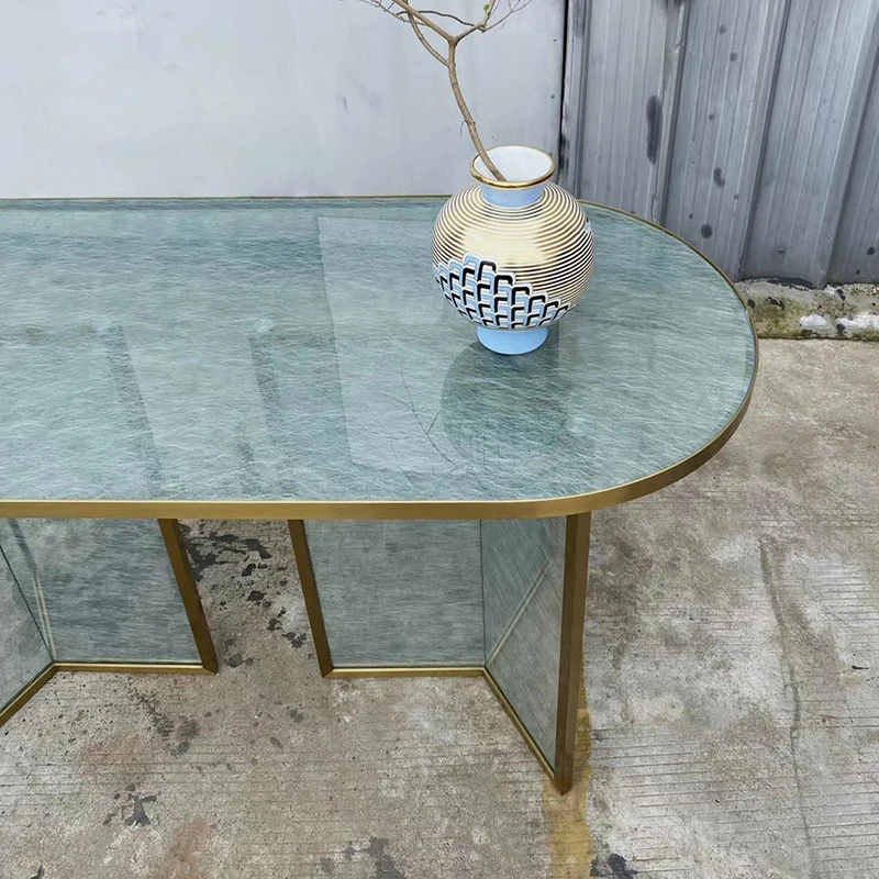 Fashionable Popular Oval-shaped Glass Dining Table For Dining Room