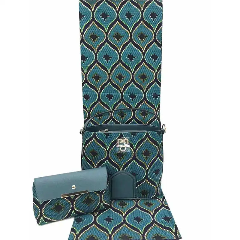 ankara bag set newest arrival wholesale african wax print handbag set macthing 6 yards fabric