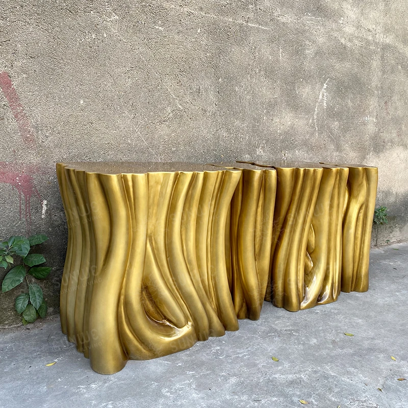 Luxury modern living room molded resin high Blue Frame fiberglass art Adjustable Color  console table side tables