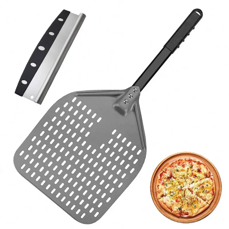 New Popular Big Horn Paddle, Circular Engraved Foldable Handmade Hardwood Homemade Making Metal Pizza Peels