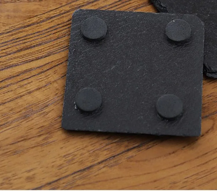 2023 Non Slip SLATE coaster Simple style Round square rectangular black coaster