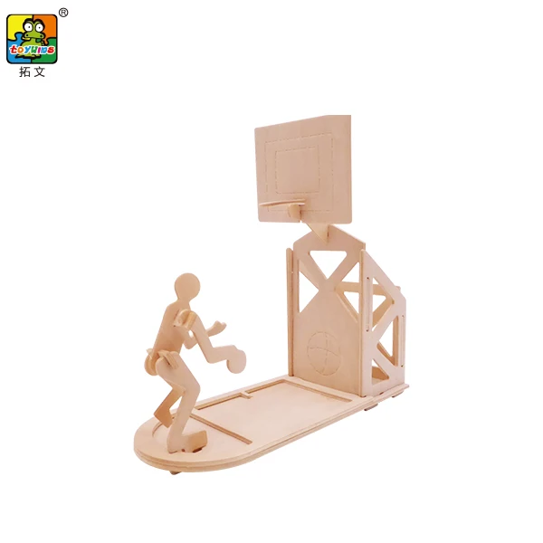 Cotowins 3D wooden educational craft  DIY educational toy Easy Punch Out Brain Teaser Puzzles basketball pen holder wood puzzle