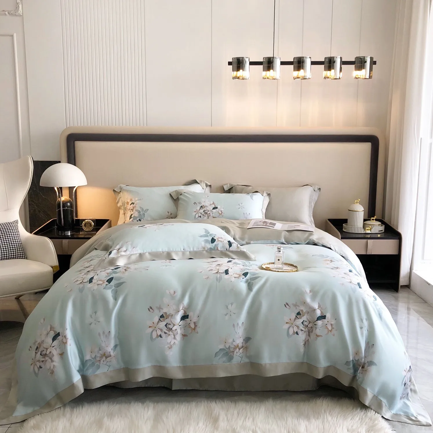 Manufacture wholesale 100% tencel satin duvet cover set solid printed plain bedding comforter sets