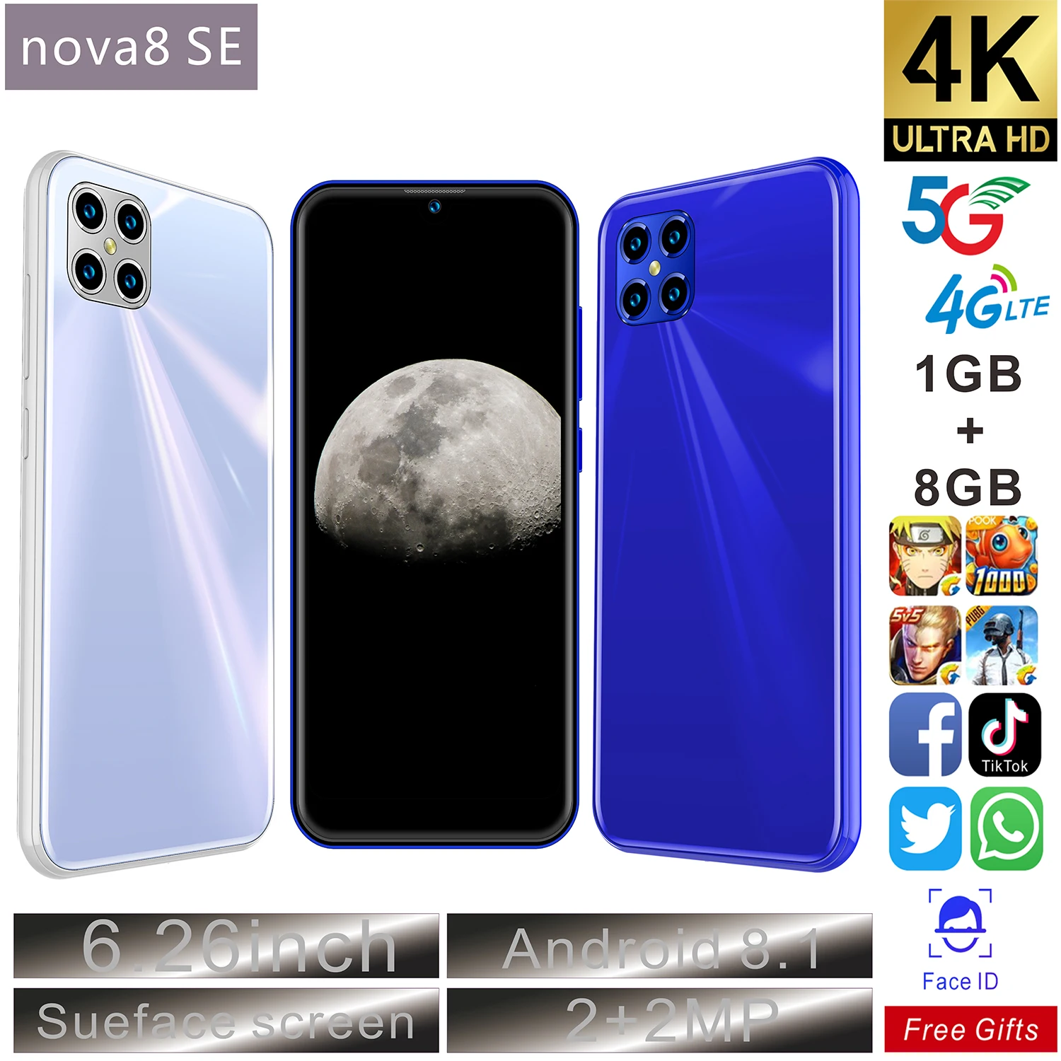 5G Smart phones Nova8SE max Global Version 16+512GB 24+48MP Beauty Camera Mobile Phones Dual SIM Cellphones unlocked