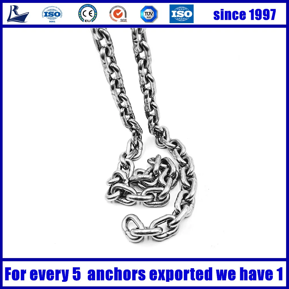 Link Chains 50 Meters 8mm Diameter Anchor Link Chain 316 Stainless Steel Link Chain DIN766