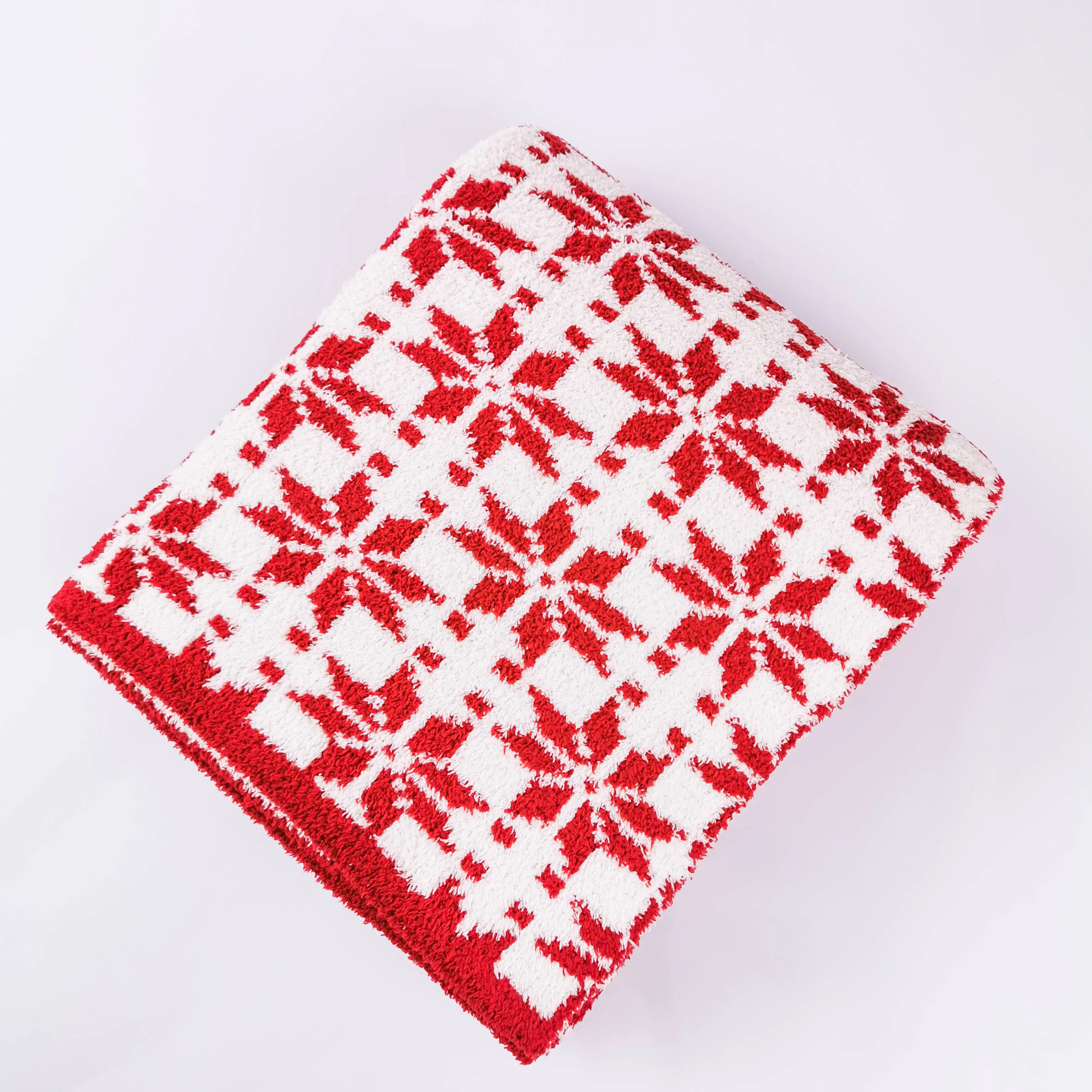 New design low MOQ soft touch 100%polyester Christmas knit throw blanket for home decor