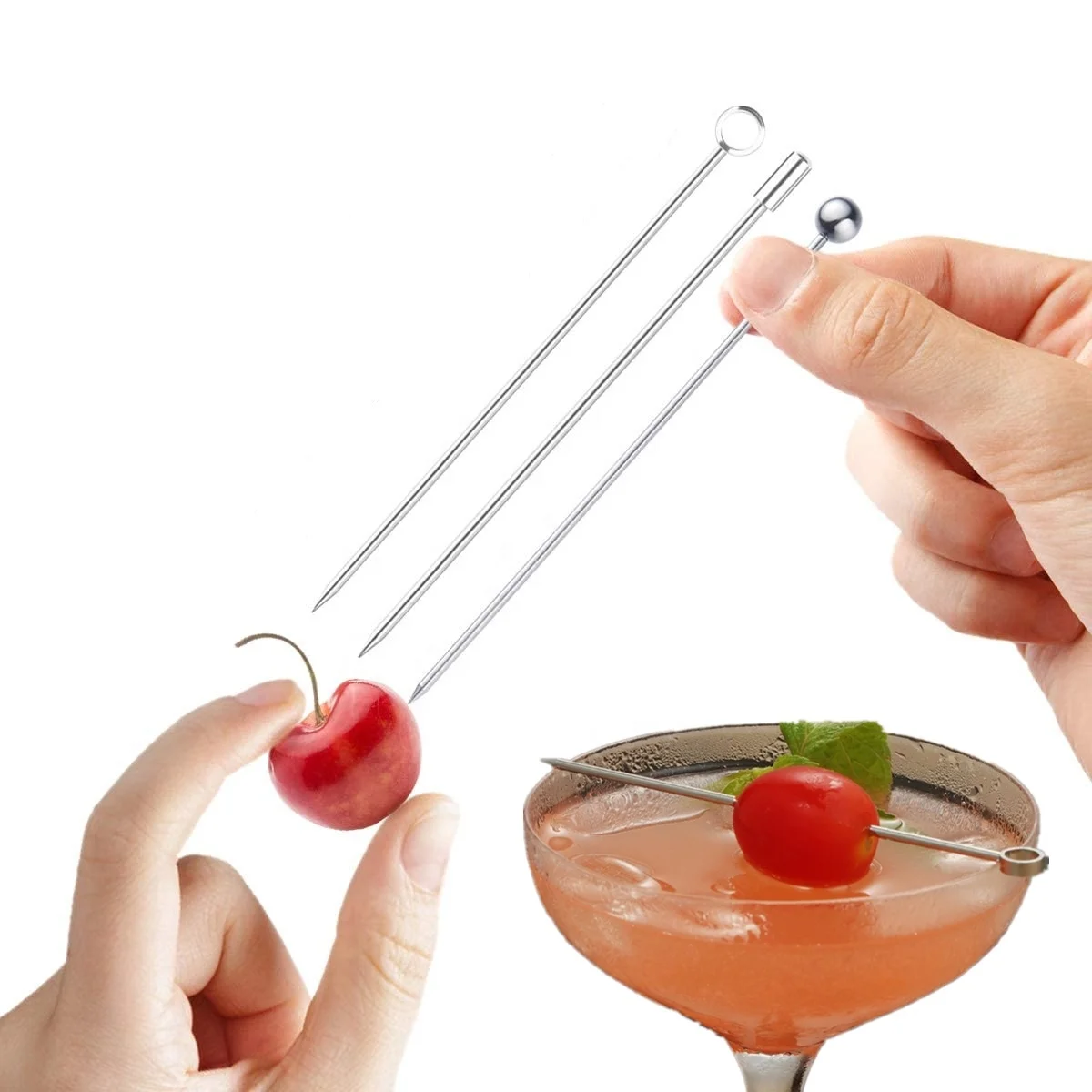 Martini Picks Reusable Metal Martini Olive Skewers Drink Skewers Martini Sticks Stainless Steel Cocktail Picks