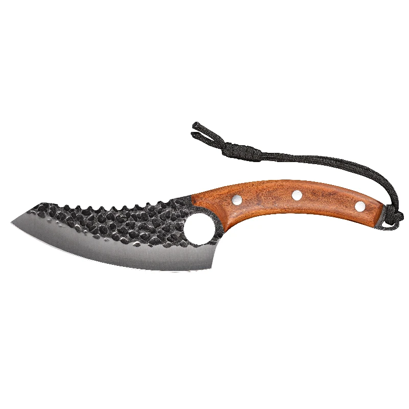 New Design Boning Chefs Knives Hand Forged Sharp Serrated Edge Japanese Inspired Chef Knife with Leather Sheath