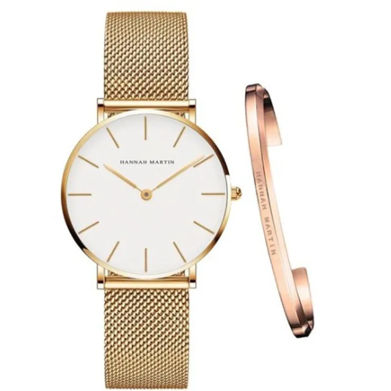 Hannah Martin CH36 Women Quartz Watch 3ATM Waterproof IPG Plating Lady Watch with Bracelet