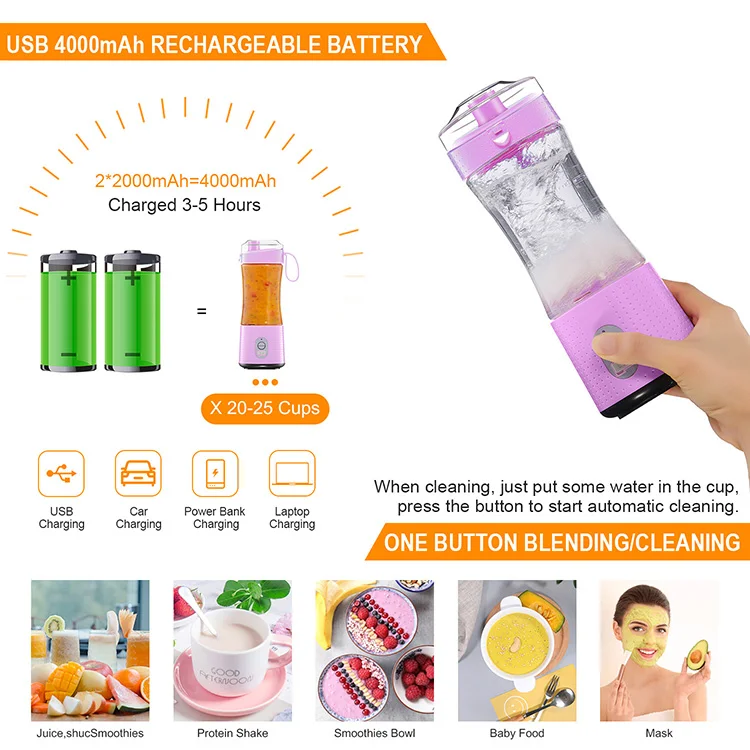 Handheld Outdoor food mixer fresh fruit  smoothie juicer cup mini portable blender