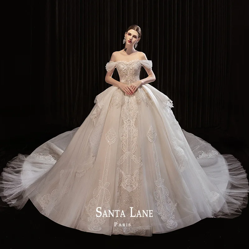 Gorgeous Long Sleeve Ball Gown Plus Size Wedding Dress Bridal Mermaid Bridal Gown Crystal Dress Wedding From China