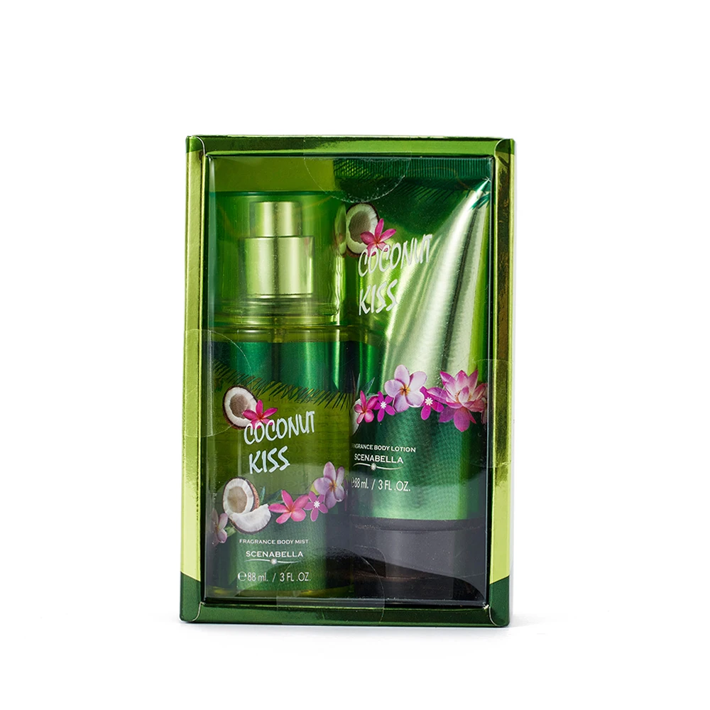 High Quality 88ml Ladies  Lotion and Body Spray Gift Sets OEM Coconut Organic Custom Body Mist Spray