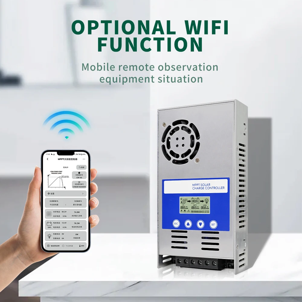 12V/24V/36V/48V/automatic voltage recognition, (customizable WiFi/Bluetooth/RS485) solar charge controller MPPT