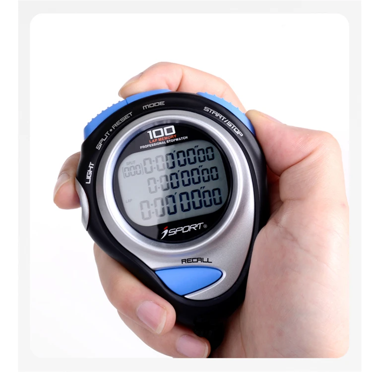 Water Resistant 100 Laps Memory Professional Sport Timer 3 Row Stopwatch