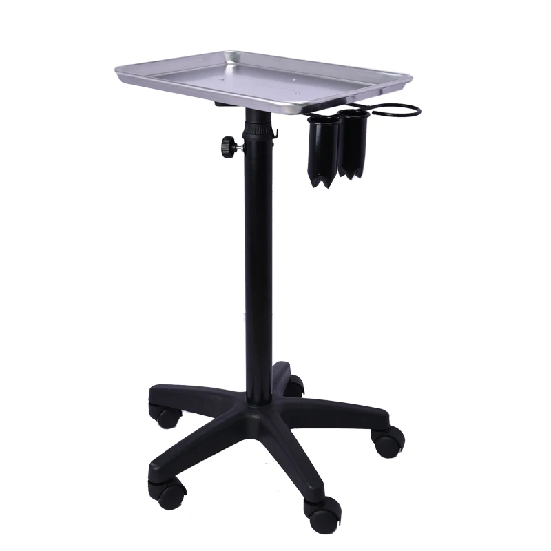 Factory Hot Sale adjustable salon aluminum tray with Rolling Wheel for Salon Tattoo Spa Beauty Tool storage