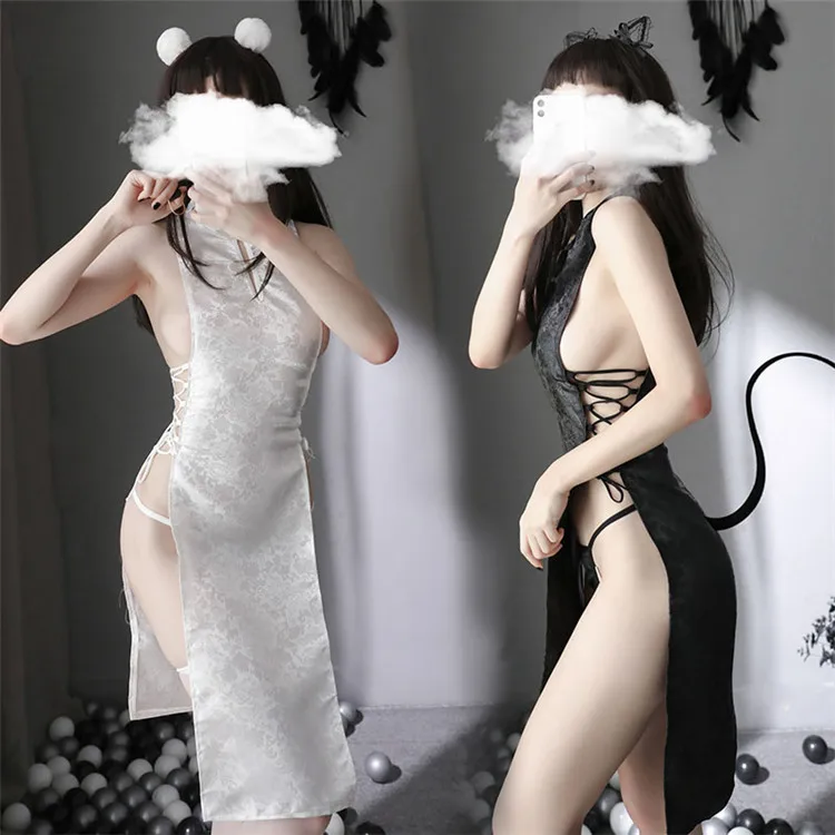 Maid dress up Sexy lace lingerie cheongsam  hot erotic sexy underwear Chinese qipao sex women cosplay