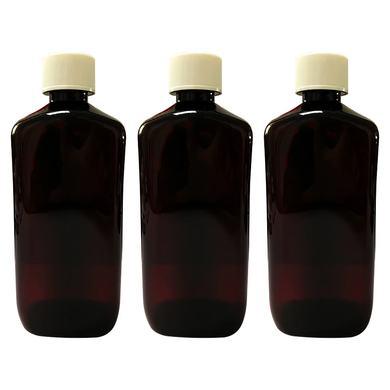 16oz Amber Pet Cough Syrup Plastic Square Bottles Modern Arch Clear Seal Medicine Pet Plastic Bottle With Cap