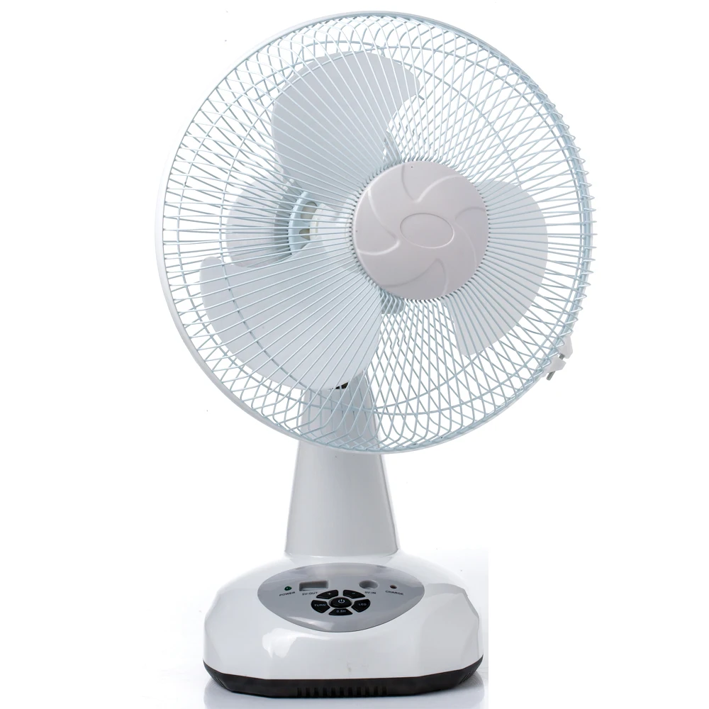 12 Inch 3 leaf Rechargeable emergency USB AC/DC table Fan for home