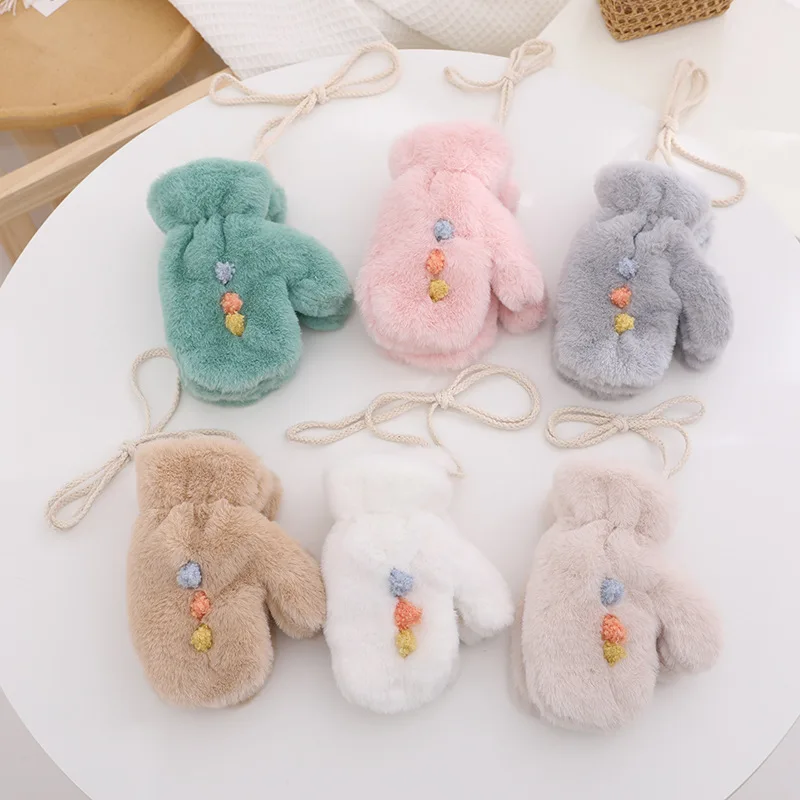 Meetee XZH-015 цветные зимние аксессуары для одежды в горошек с украшения детей меховые варежки