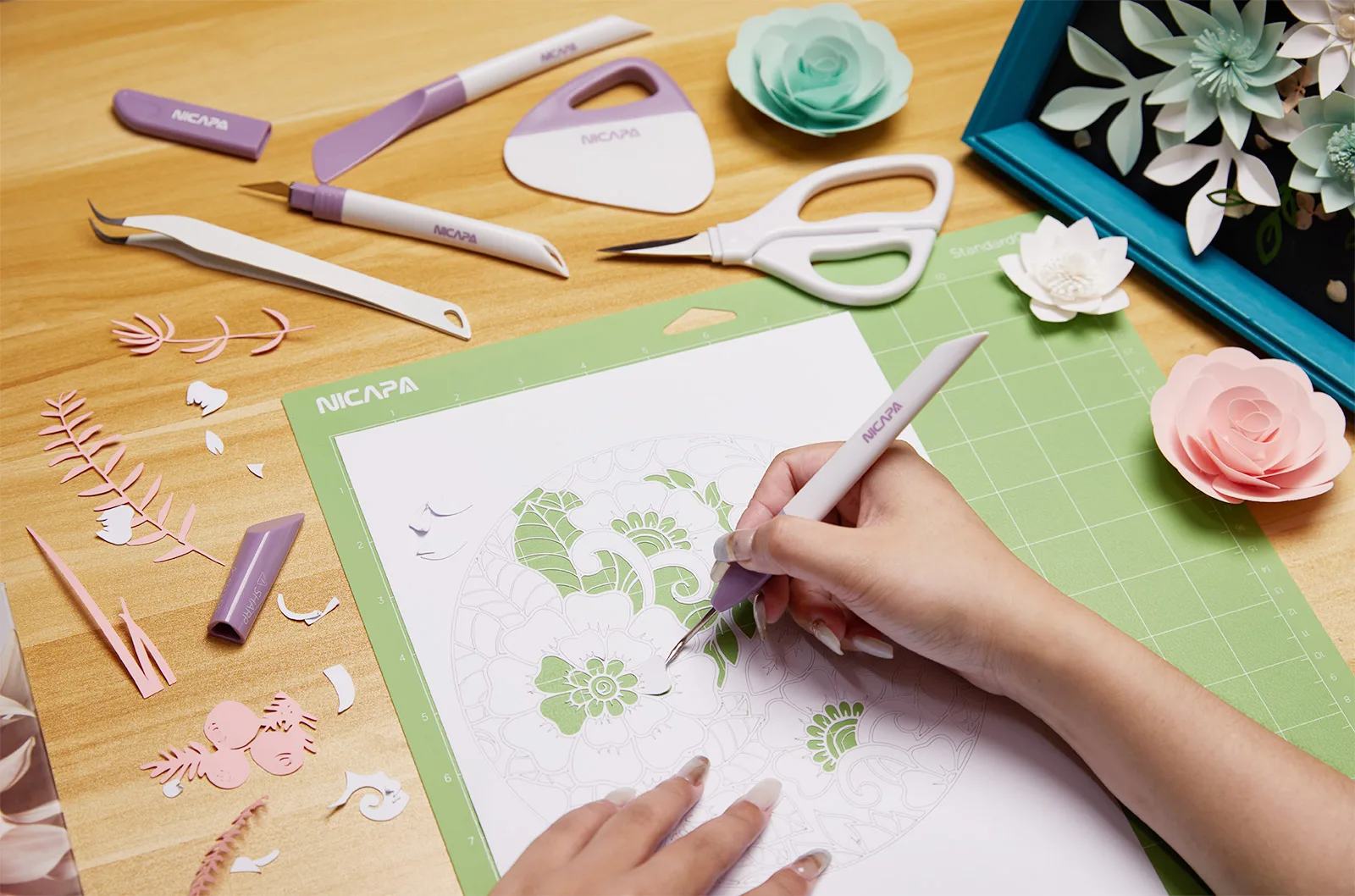 Nicapa Purple 7 Pieces HTV Vinyl Weeding Craft Tools Set for Silhouette/Siser/Oracal 631 651 751 Vinyl