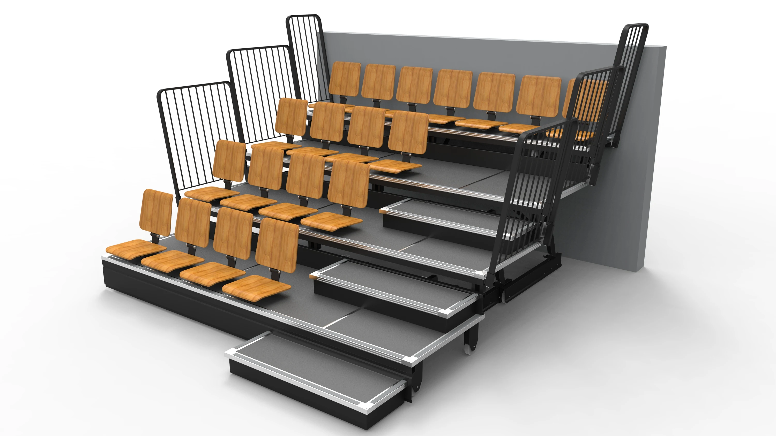 Retractable Seating System With Indoor Polymer HDPE Seats Sports Facility For Stadiums Theater Stage