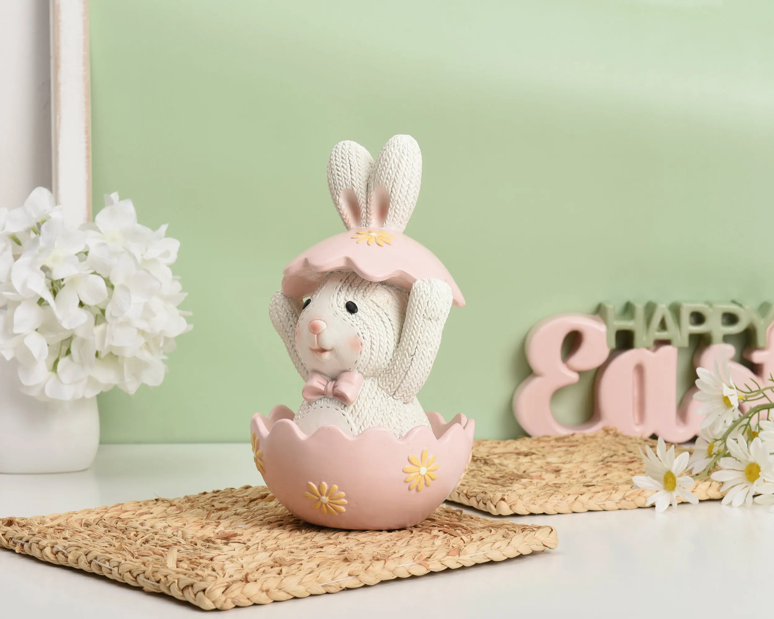 Easter Table Cute Rabbit Eggs Resin Home Decor Bunnies Decoration Ornament Gift For Kid