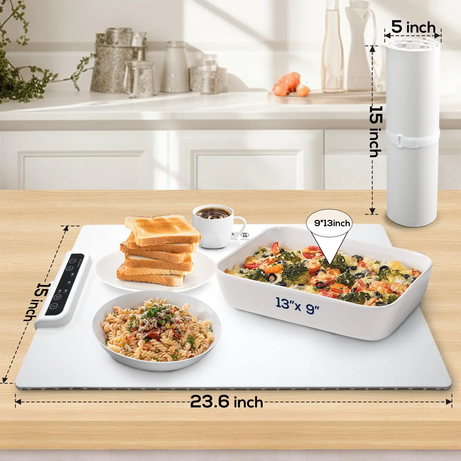 2024 kitchen new products portable foldable silicone 2 way buffet dish warm tray electronic food warming mat for food table