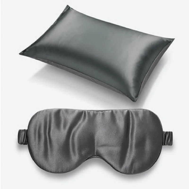 Suzhou  satin silk pillowcase eyemask set luxury 100% silk pillowcase and silk eye mask set