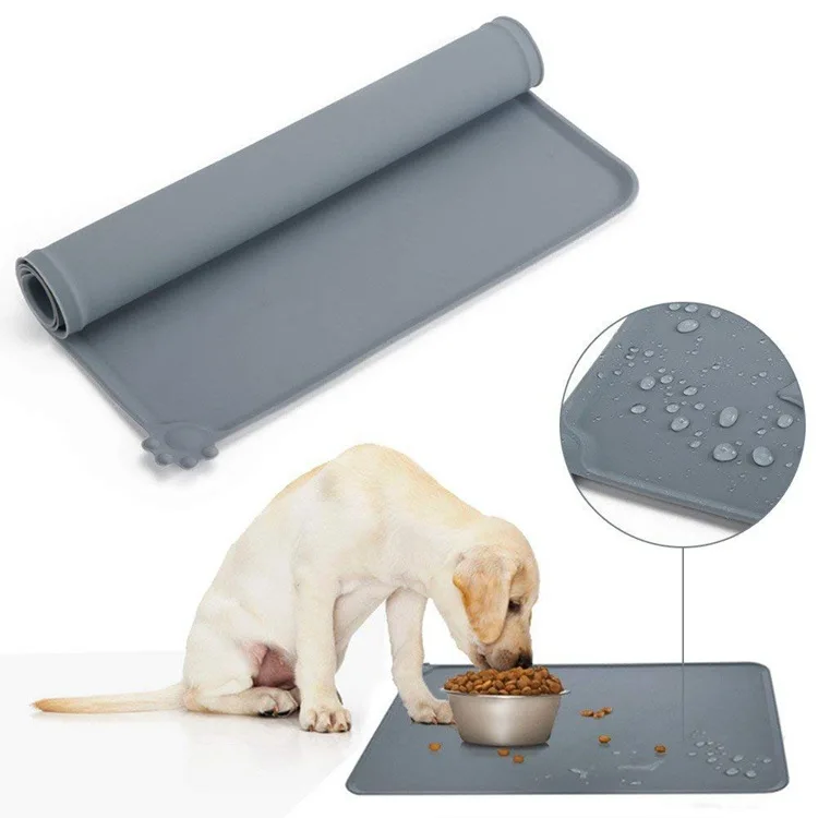 Wholesale Paw Shape Waterproof Non-Slip Silicone Pet Mat Cat Dog Food Bowl Feeding Training Mat Silicone Dog And Cat Pads
