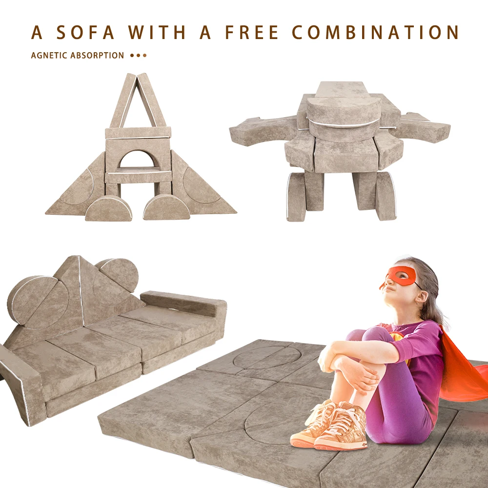 SAIEN New Modern Washable Cover Play Bedroom Children Mattress Foam Foldable Builds Children Foam Sofa Modular Kids Play Couch