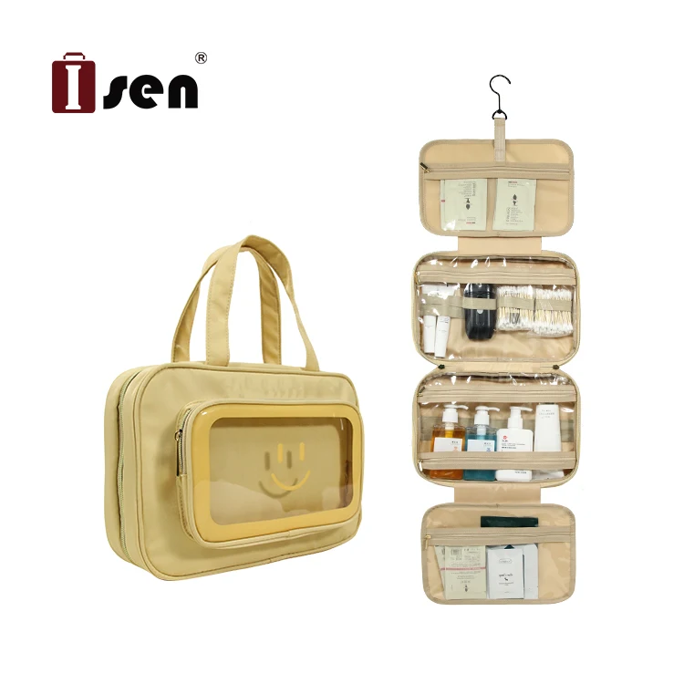 ISEN Amazon Hot Selling Travel Hanging Hook Toiletry Bag Portable Waterproof Makeup Organizer Cosmetic Bag