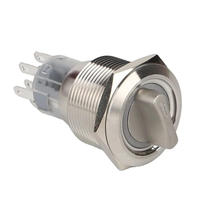 22mm Metal Rotary Selector Switch 2 or 3 Position Stainless Steel Switch Button On Off Momentary Switch Spdt