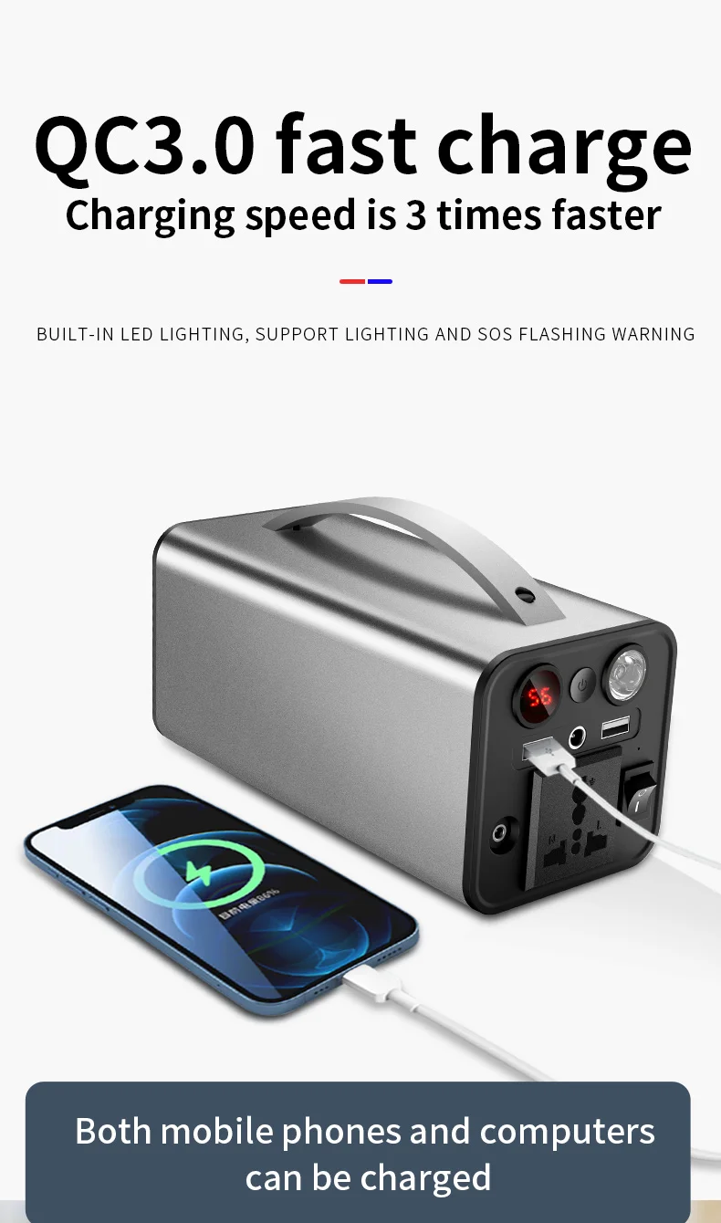 Новая портативная мощность 180Wh электростанция 110V/230V AC Power Bank 100000mah