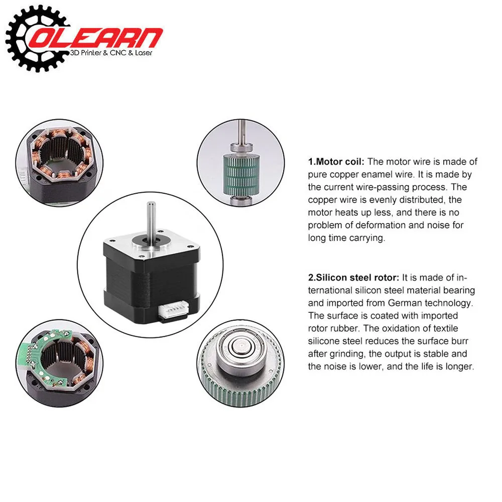 Good quality nema17 stepper motor, 3D printing 1.5A 0.4Nm stepper motor nema 17