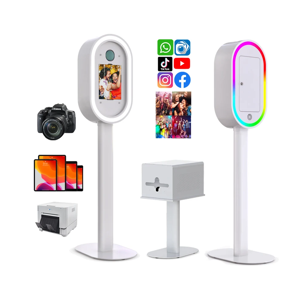 DSLR selfie photobooth with printer camera pad pro pad air surface pro photo booth shell case bright LED light  photobooth