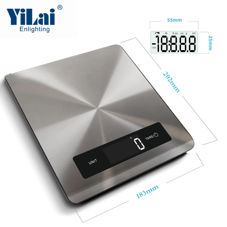 
sunshine stainless steel platform LCD display with inverse backlight multi units selected smart blue tooth metal kitchen scale 
