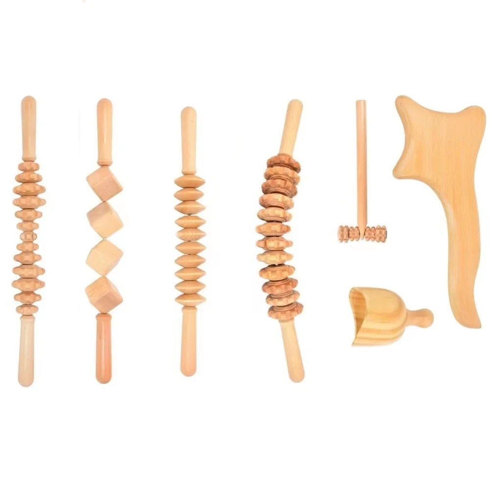 Massage Tool Handle 100% Natural Jade Stone Skin Care Rose Wooden Quartz Jade Roller Wood Massage Therapy Tools Kit