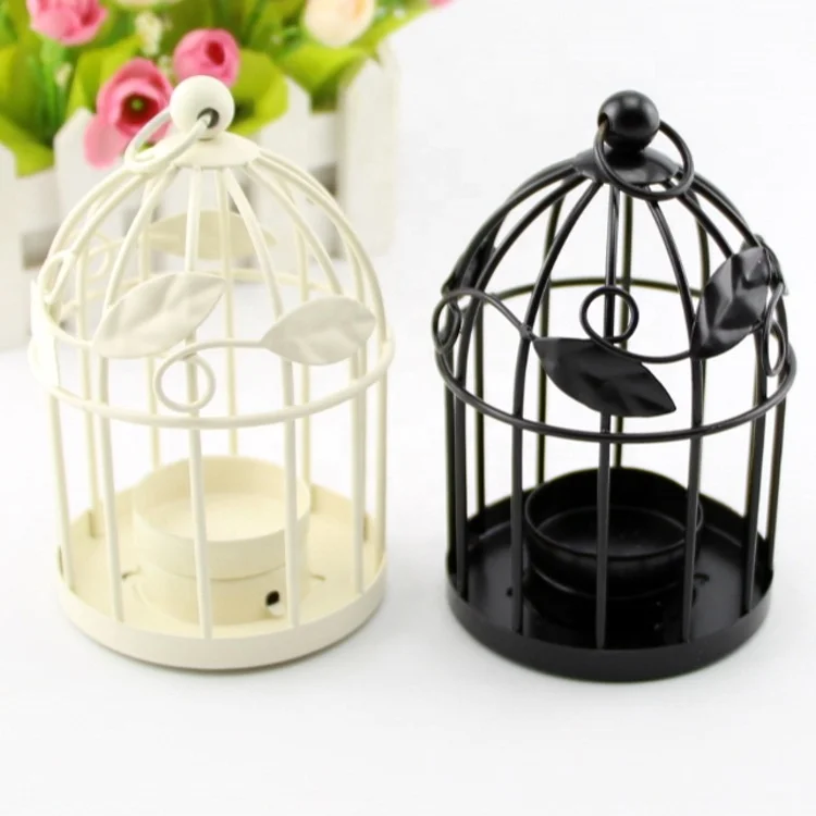 Indoor outdoor vintage    candlestick  LED  wind lantern Spring Song White Bird Cage Place Card Candle Holder