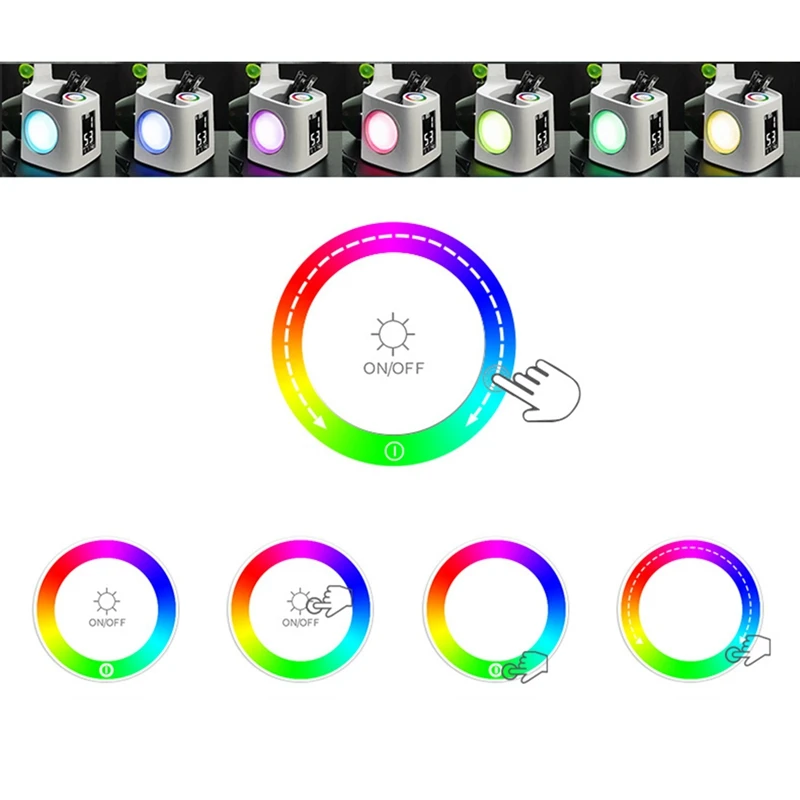 LED Desk Lamp Contact Control Eye Protection Table Lamp, Screen and Coloured Night Light with Pen Holder and Alarm Clock