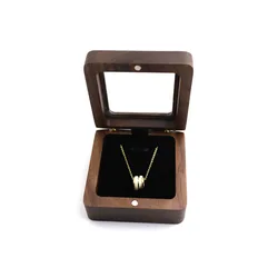 Factory wholesale transparent lid small and delicate jewelry box for necklace jewelry wood box